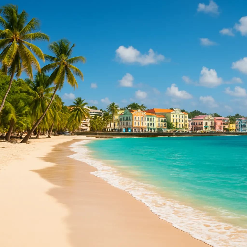 Westküste von Barbados mit türkisem Wasser und Bridgetown