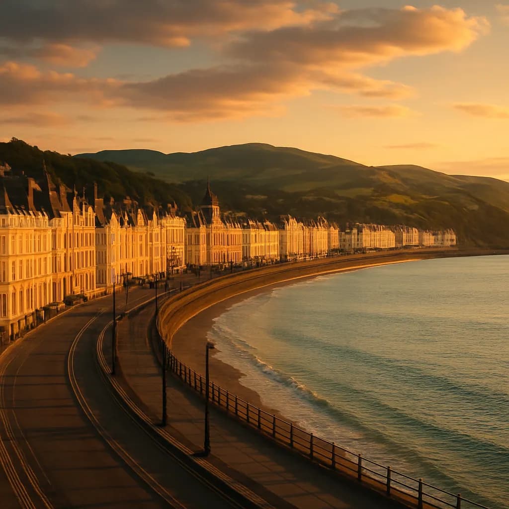 Hafenpromenade von Douglas auf der Isle of Man mit viktorianischen Gebäuden