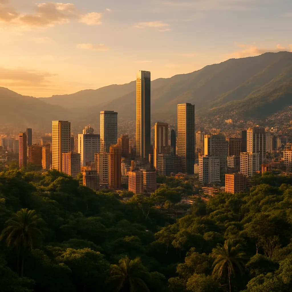 Stadt Medellín in einem grünen Andental