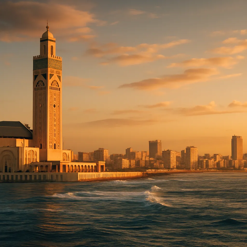Die Hassan-II-Moschee an der Atlantikküste von Casablanca