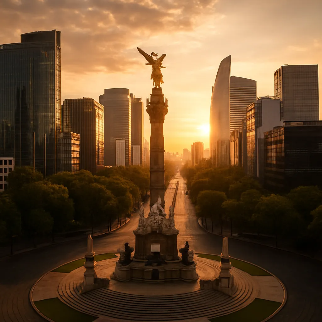 Das Independence-Monument auf dem Paseo de la Reforma in Mexiko-Stadt