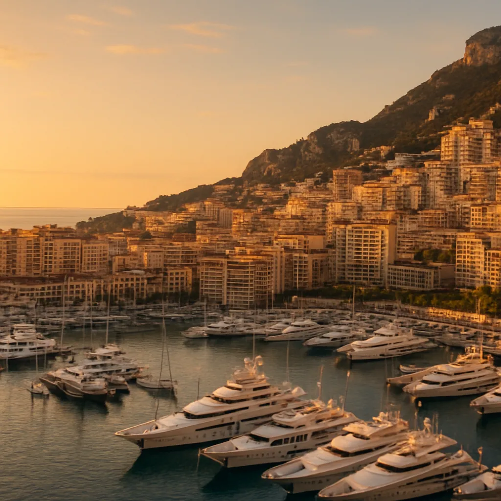 Der Hafen von Monte-Carlo mit Yachten und der Skyline Monacos