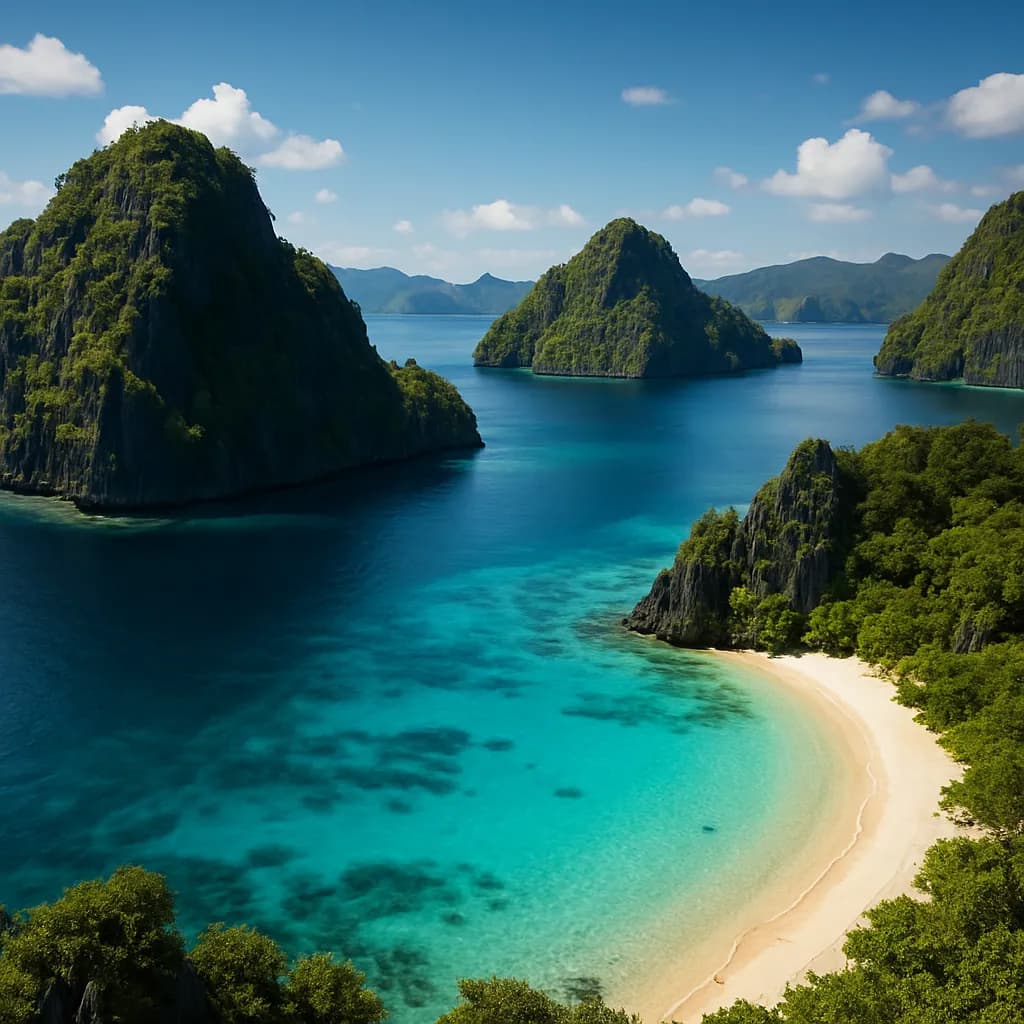 Tropische Kalkstein-Inseln von Palawan mit türkisem Wasser auf den Philippinen